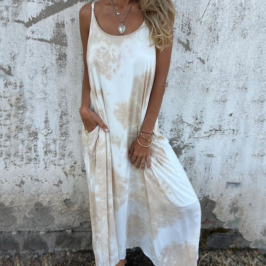 🔥👗Damska sukienka z nadrukiem na ramiączkach spaghetti i odkrytymi plecami