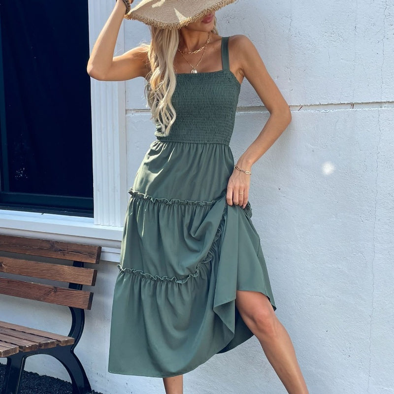 🔥👗Damska sukienka bez rękawów z falbaniastym dołem