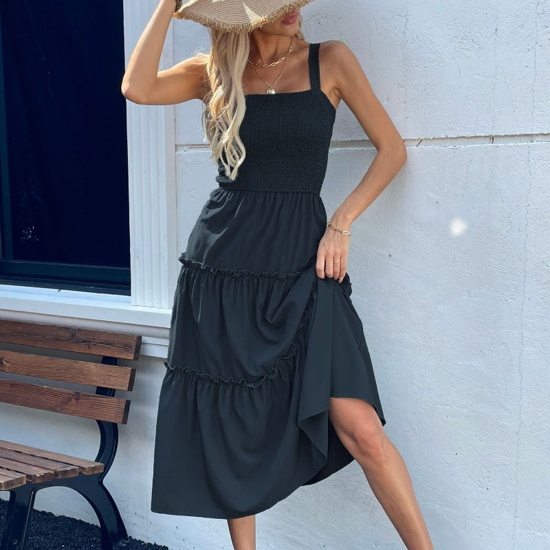 🔥👗Damska sukienka bez rękawów z falbaniastym dołem