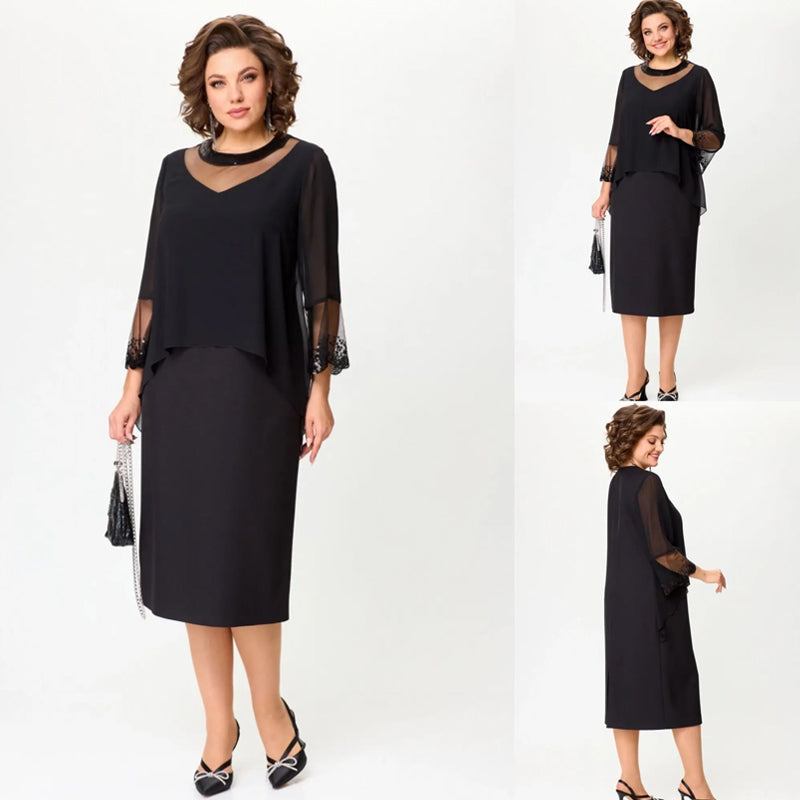 🔥👗💝Czarna sukienka z siedmioma rękawami