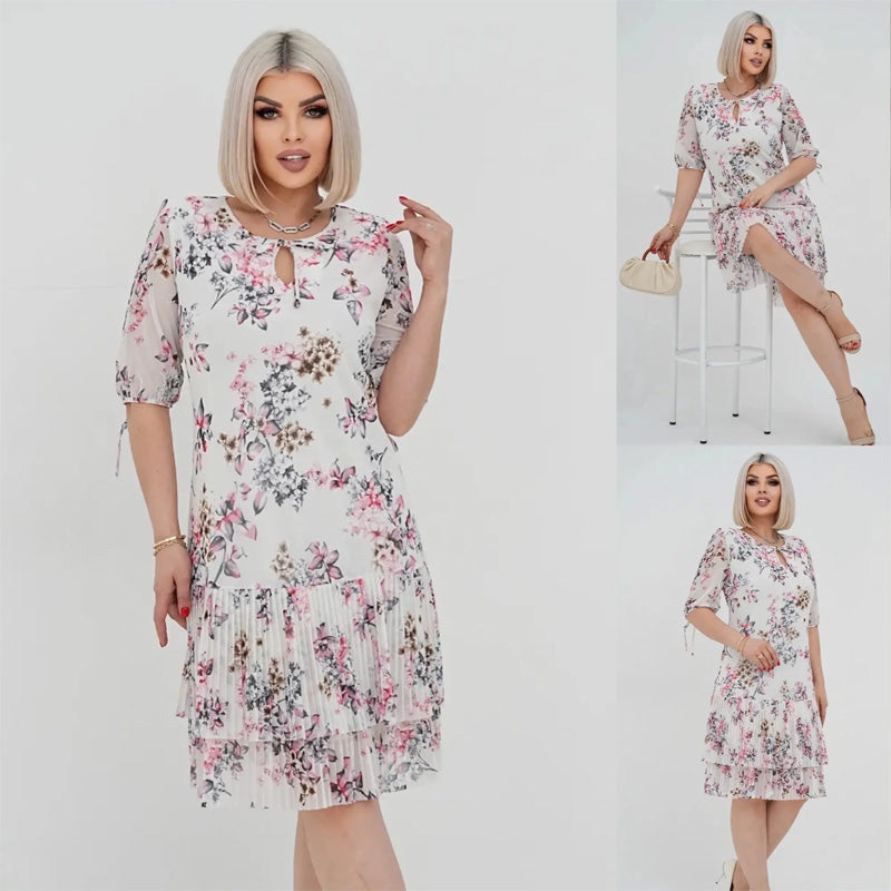 🔥👗Szyfonowa sukienka z krótkim rękawem