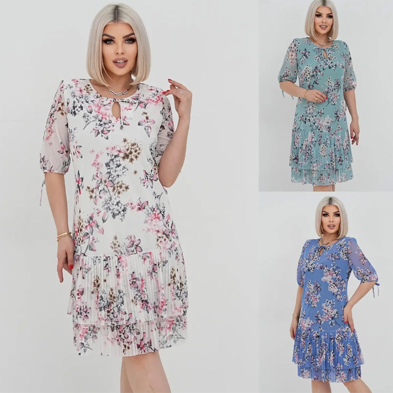 🔥👗Szyfonowa sukienka z krótkim rękawem