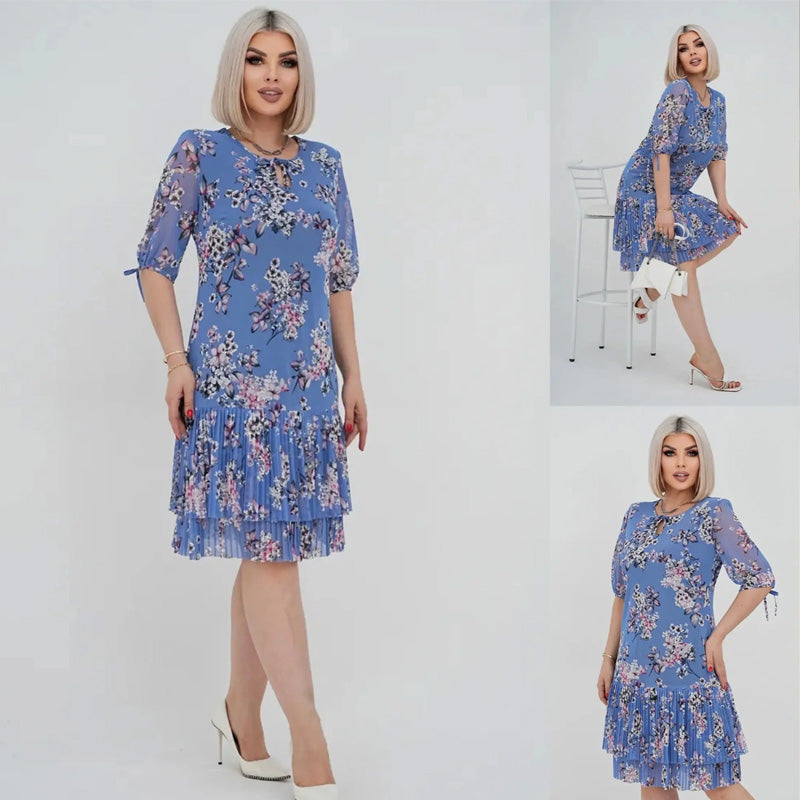 🔥👗Szyfonowa sukienka z krótkim rękawem