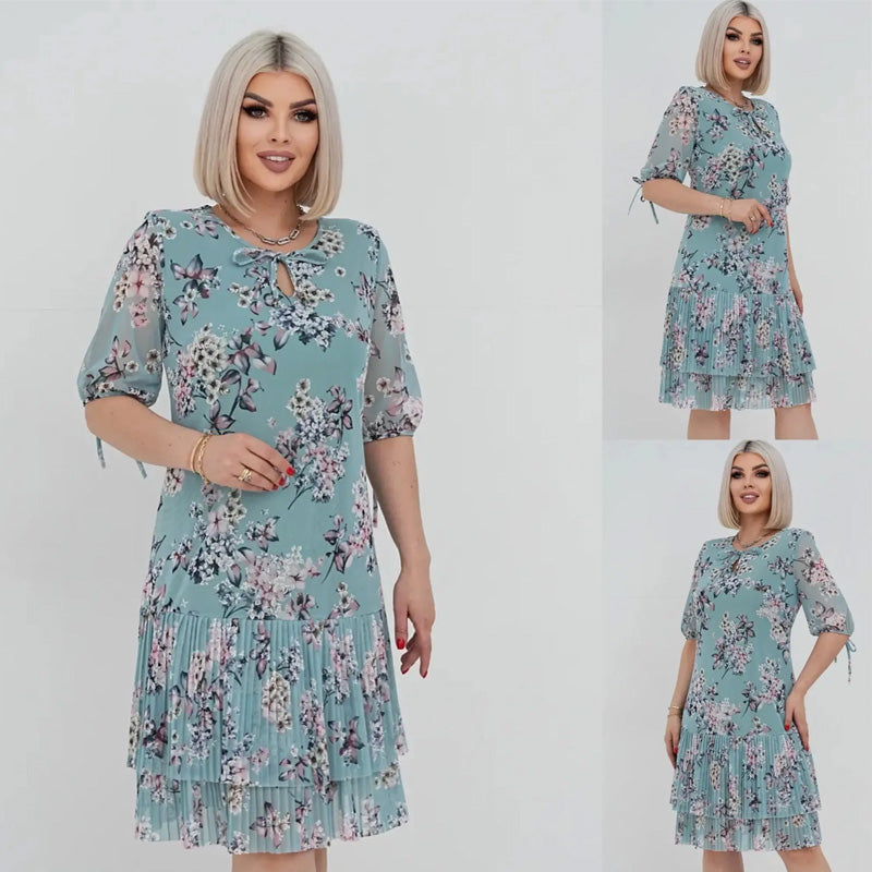 🔥👗Szyfonowa sukienka z krótkim rękawem