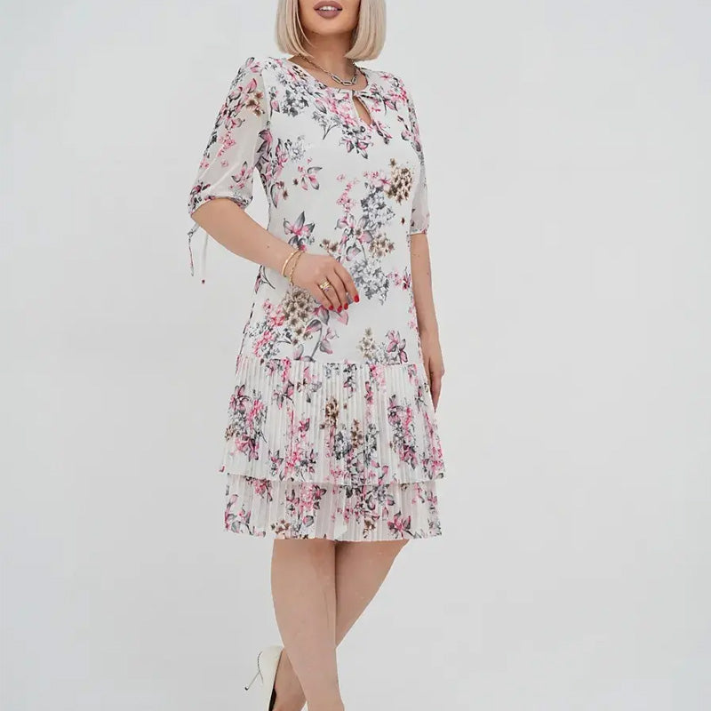 🔥👗Szyfonowa sukienka z krótkim rękawem
