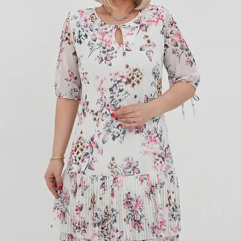 🔥👗Szyfonowa sukienka z krótkim rękawem