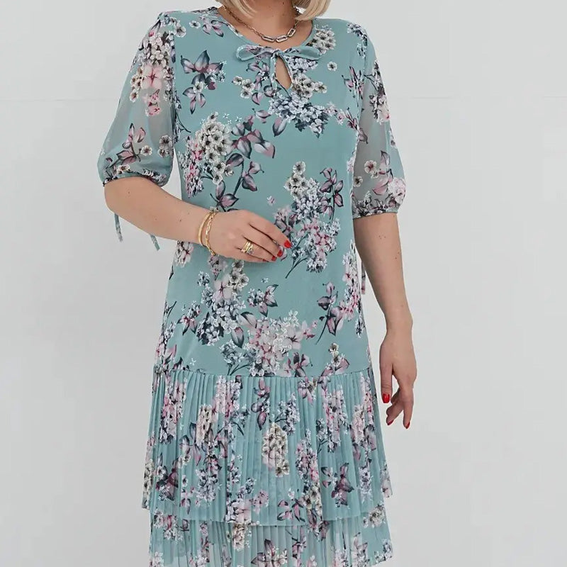 🔥👗Szyfonowa sukienka z krótkim rękawem