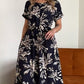🔥👗Sukienka z okrągłym dekoltem i nadrukiem kwiatowym