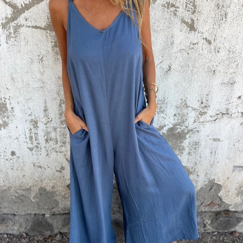 🔥👗Modny luźny lniany kombinezon z bawełny