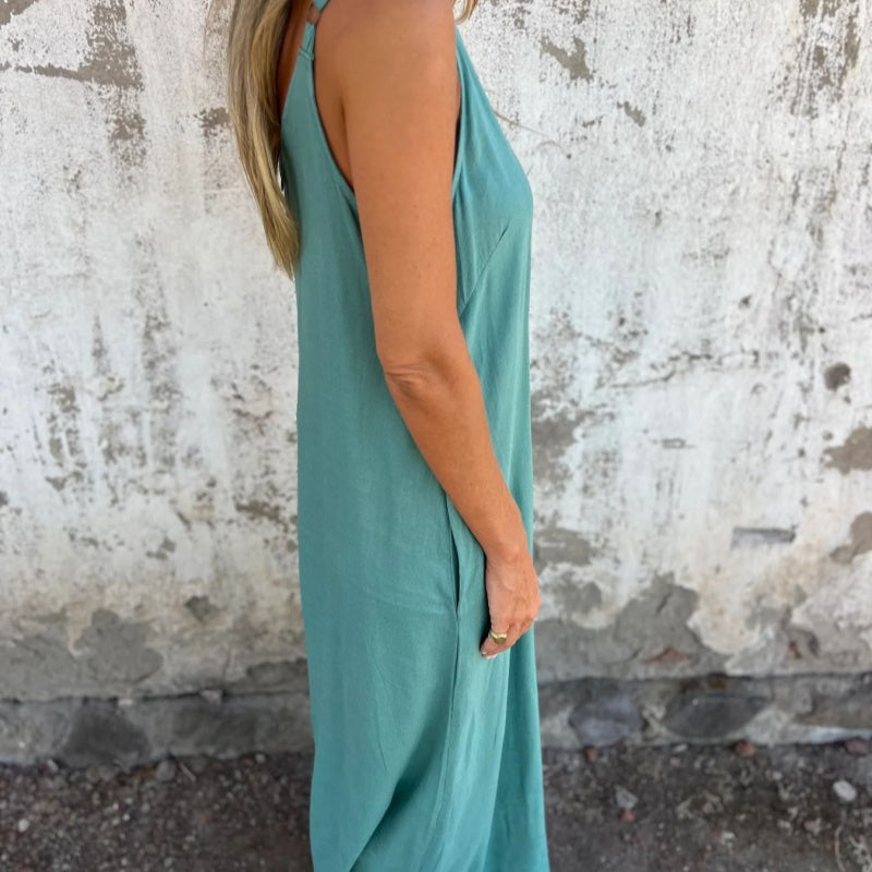 🔥👗Modny luźny lniany kombinezon z bawełny