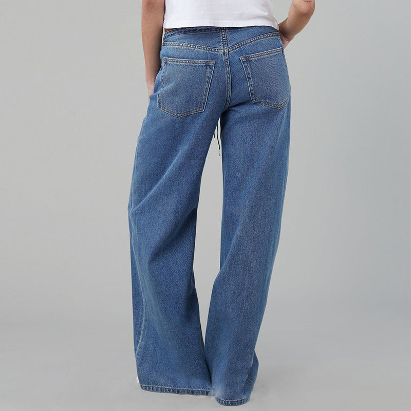 🔥👖Luźne jeansy z niskim stanem i regulowanym ściągaczem