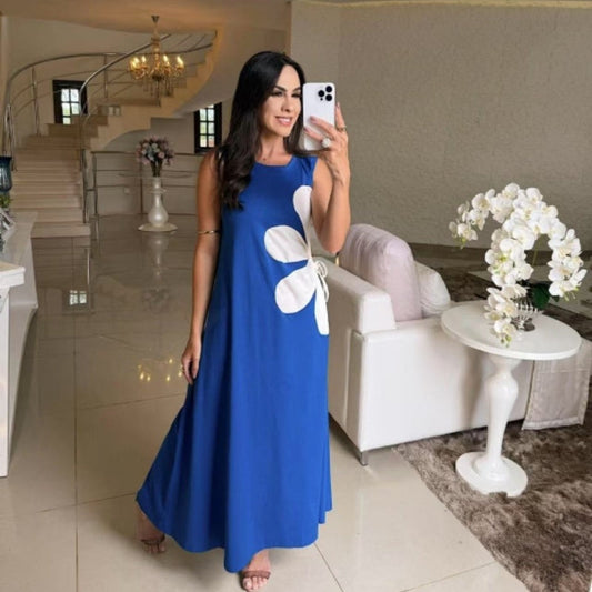 🔥👗Damska sukienka bez rękawów ze ściągaczem w kwiaty🌸