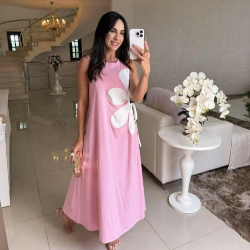 🔥👗Damska sukienka bez rękawów ze ściągaczem w kwiaty🌸