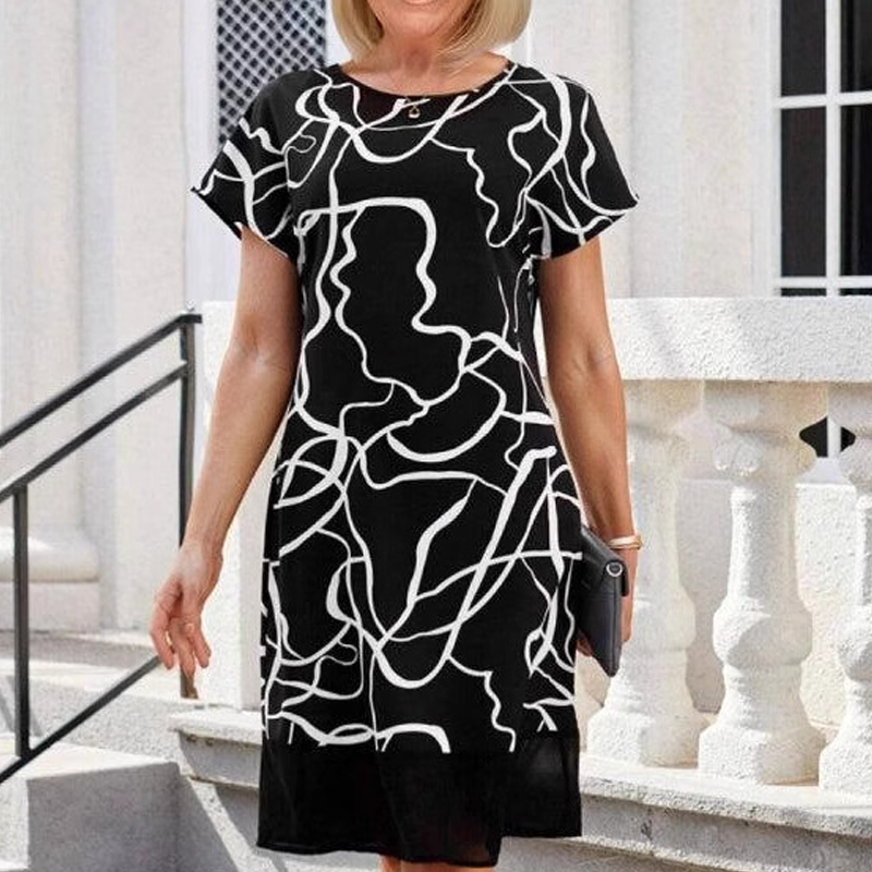 🔥👗Sukienka z krótkim rękawem i okrągłym dekoltem