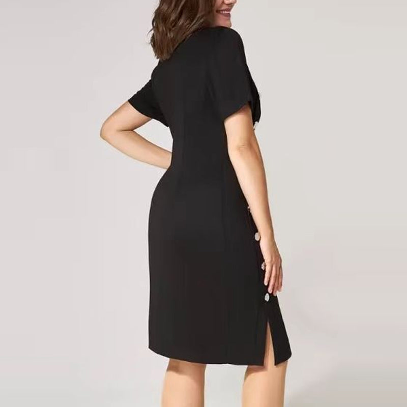 🔥👗Elegancka damska sukienka z guzikami w jednolitym kolorze