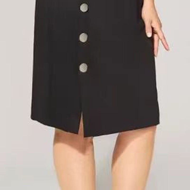 🔥👗Elegancka damska sukienka z guzikami w jednolitym kolorze