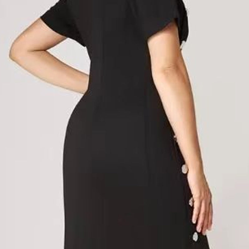 🔥👗Elegancka damska sukienka z guzikami w jednolitym kolorze