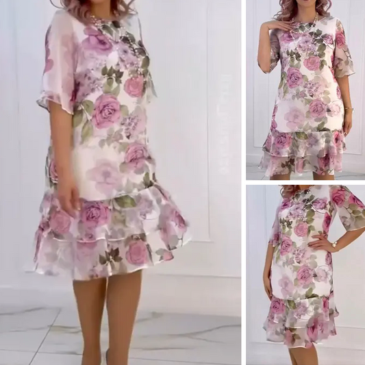 🔥👗Różowa sukienka z falbanką