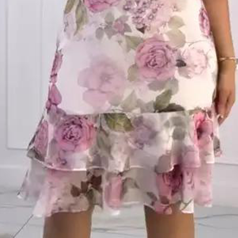 🔥👗Różowa sukienka z falbanką
