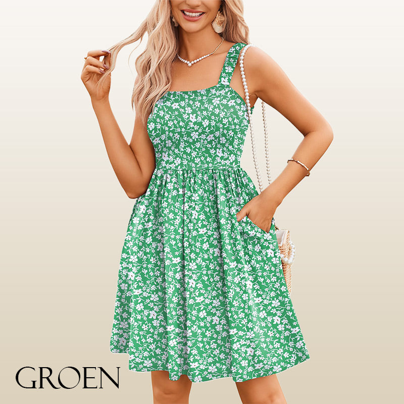 🔥👗Damskie sukienki letnie Casual Square Neck Floral Sundress