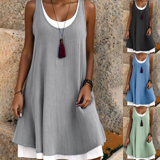 🔥👗 Luźne dwuczęściowe sukienki bez rękawów i ramiączek