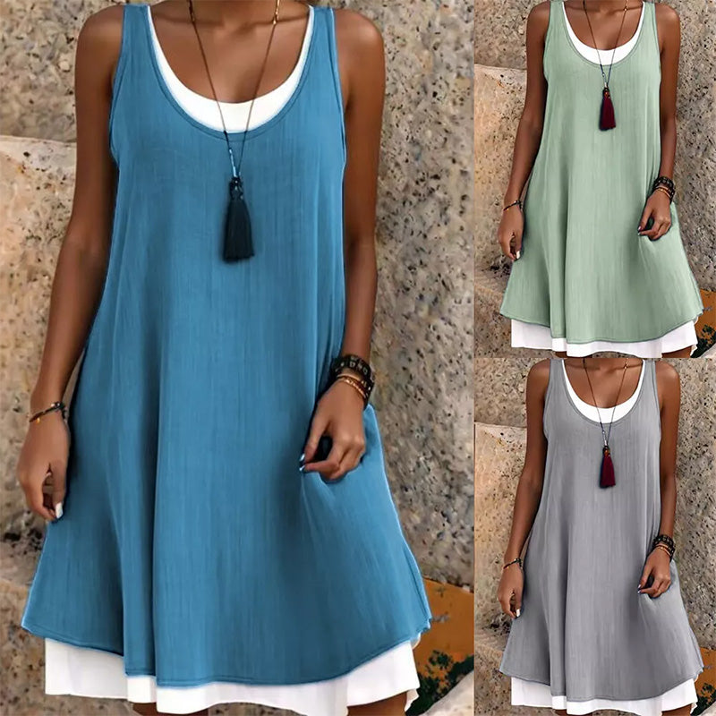 🔥👗 Luźne dwuczęściowe sukienki bez rękawów i ramiączek