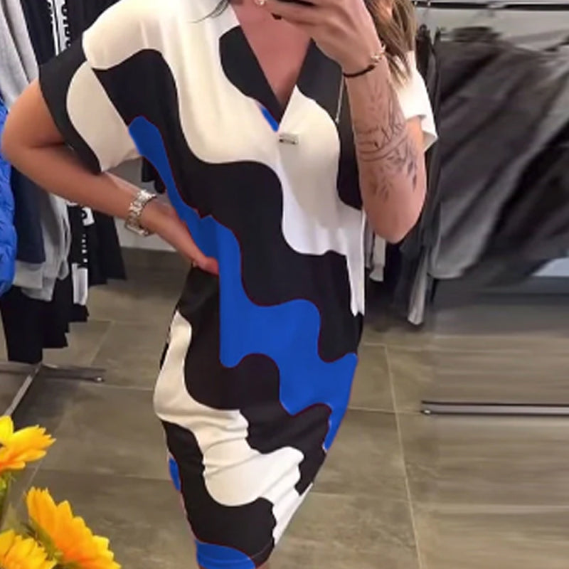 🔥👗Damska sukienka z krótkim rękawem V-Neck
