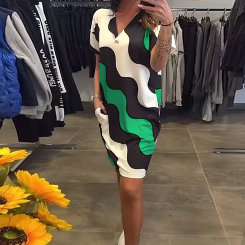 🔥👗Damska sukienka z krótkim rękawem V-Neck
