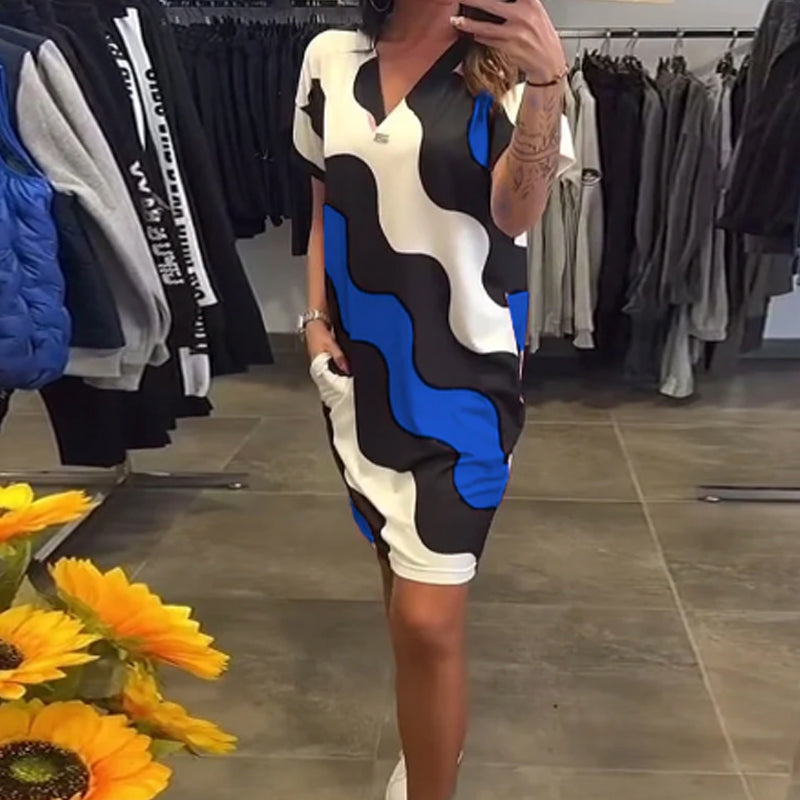 🔥👗Damska sukienka z krótkim rękawem V-Neck