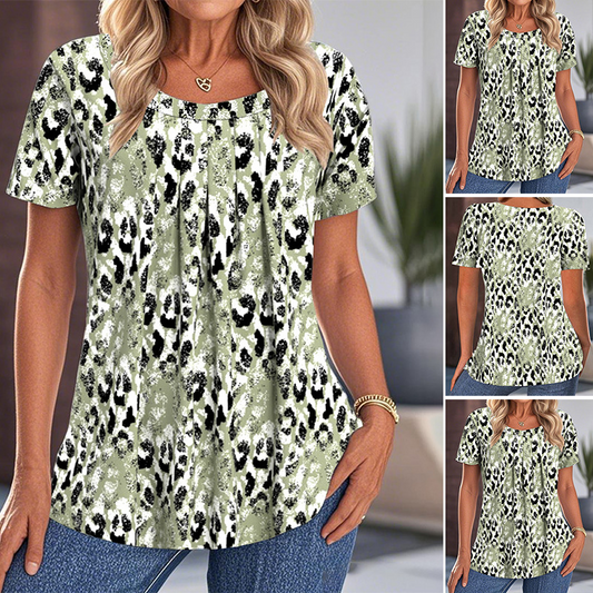 🔥👚Damska koszulka z krótkim rękawem z nadrukiem i okrągłym dekoltem