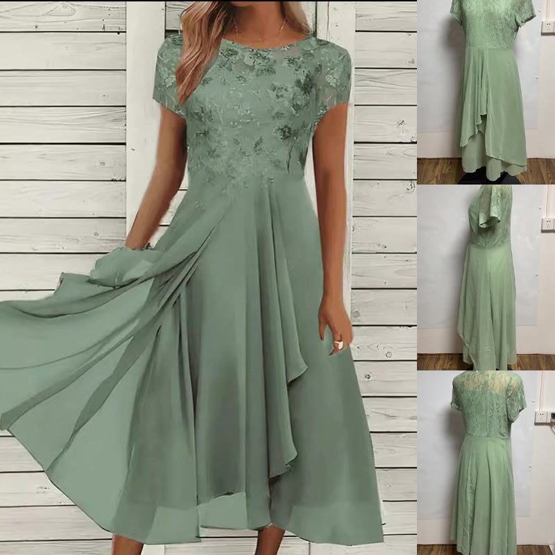 🔥👗Modna tiulowa sukienka z okrągłym dekoltem💖