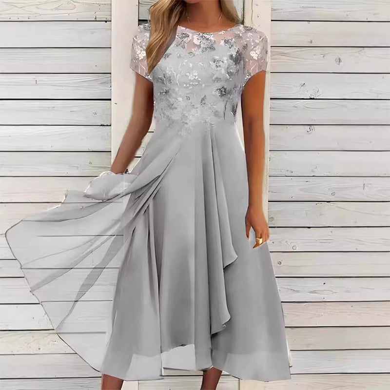 🔥👗Modna tiulowa sukienka z okrągłym dekoltem💖