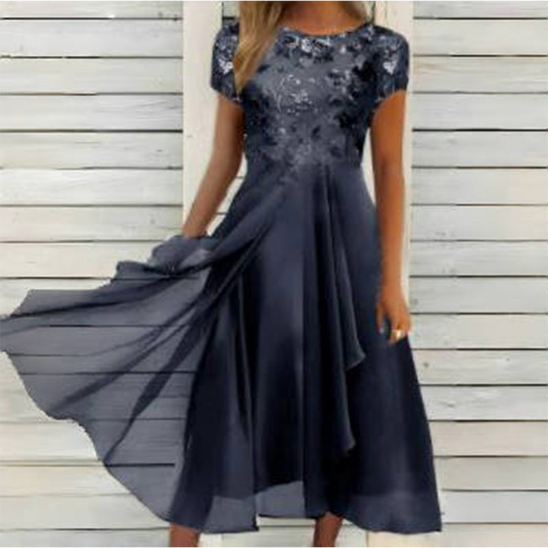 🔥👗Modna tiulowa sukienka z okrągłym dekoltem💖