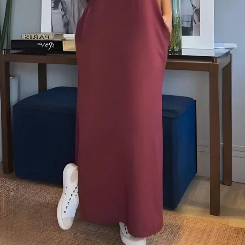 🔥👗Damska sukienka maxi z dekoltem w serek i bez rękawów