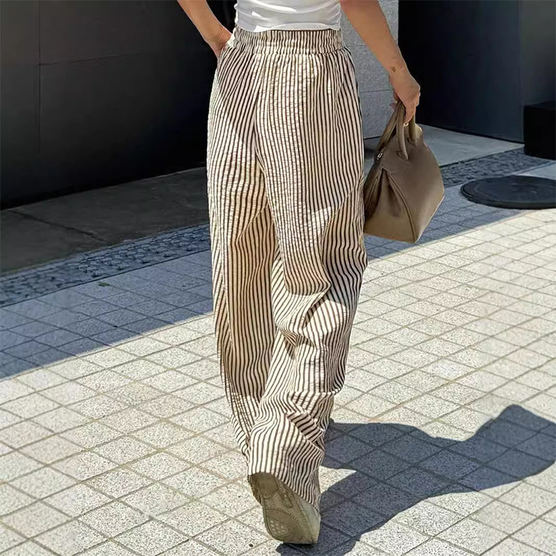 🔥👖Damskie spodnie ze sznurkiem w pionowe paski