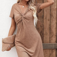 🔥👗Damska sukienka z krótkim rękawem z dekoltem w serek