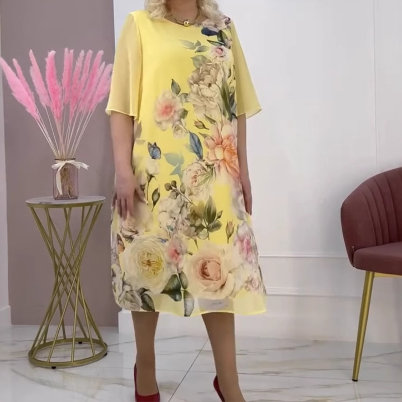 🔥👗Szyfonowa sukienka casual z kwiatowym nadrukiem