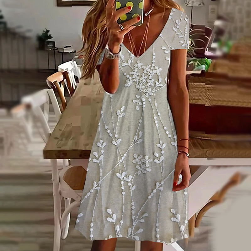 🔥👗Eleganckie damskie sukienki z dekoltem w serek z nadrukiem
