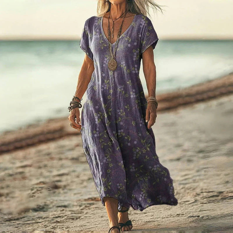 🔥👗Letnia damska sukienka maxi z dekoltem w szpic