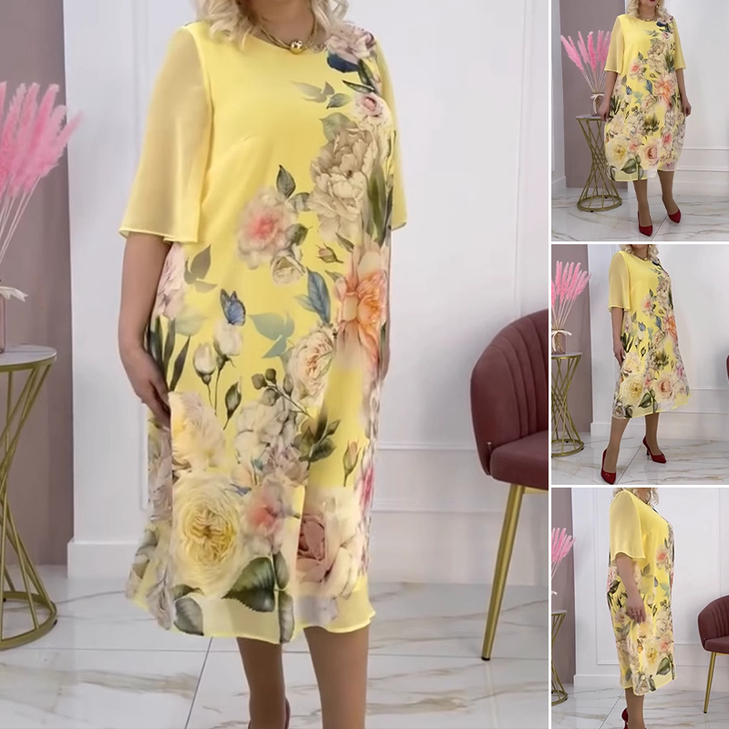 🔥👗Szyfonowa sukienka casual z kwiatowym nadrukiem