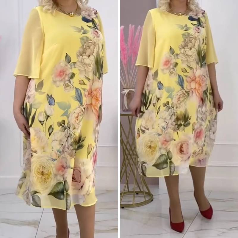 🔥👗Szyfonowa sukienka casual z kwiatowym nadrukiem