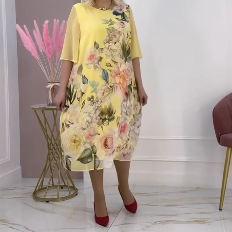 🔥👗Szyfonowa sukienka casual z kwiatowym nadrukiem