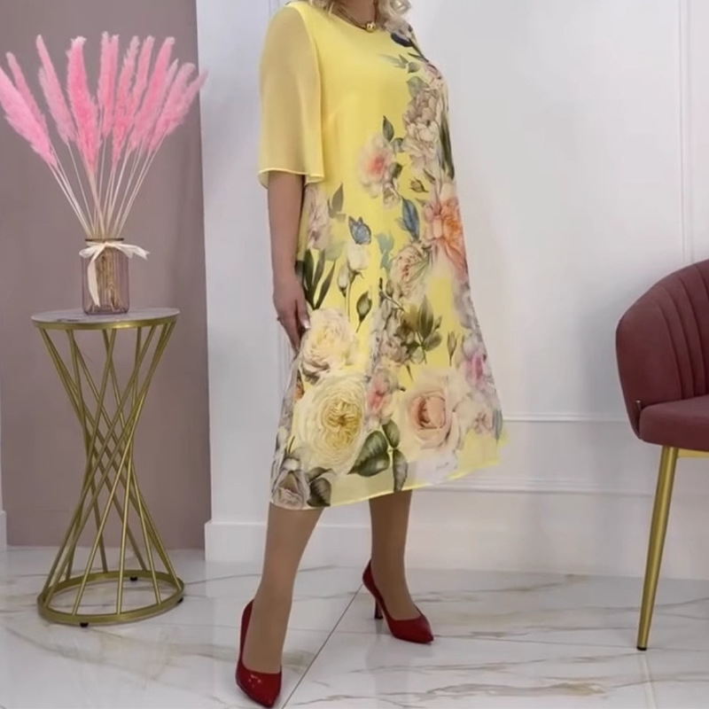 🔥👗Szyfonowa sukienka casual z kwiatowym nadrukiem