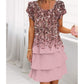 🔥👗Rochie de tort elegantă cu imprimare florală și gât rotund