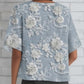 🔥👚Luźny top z rękawem 3/4 z kwiatowym nadrukiem 3D