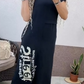 🔥👗Damska luźna sukienka z krótkim rękawem i rozcięciem z boku