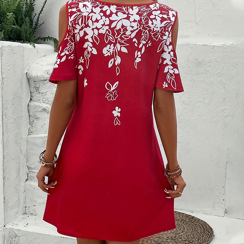 🔥👗【S-2XL】Sukienka midi z kwiatowym nadrukiem i wyciętymi rękawami