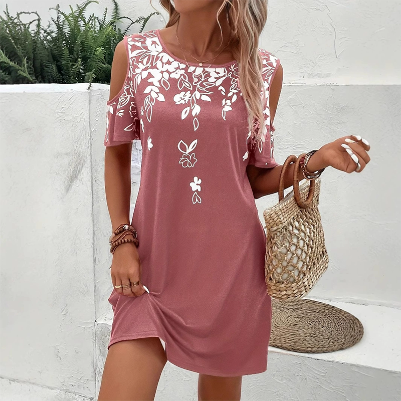 🔥👗【S-2XL】Sukienka midi z kwiatowym nadrukiem i wyciętymi rękawami