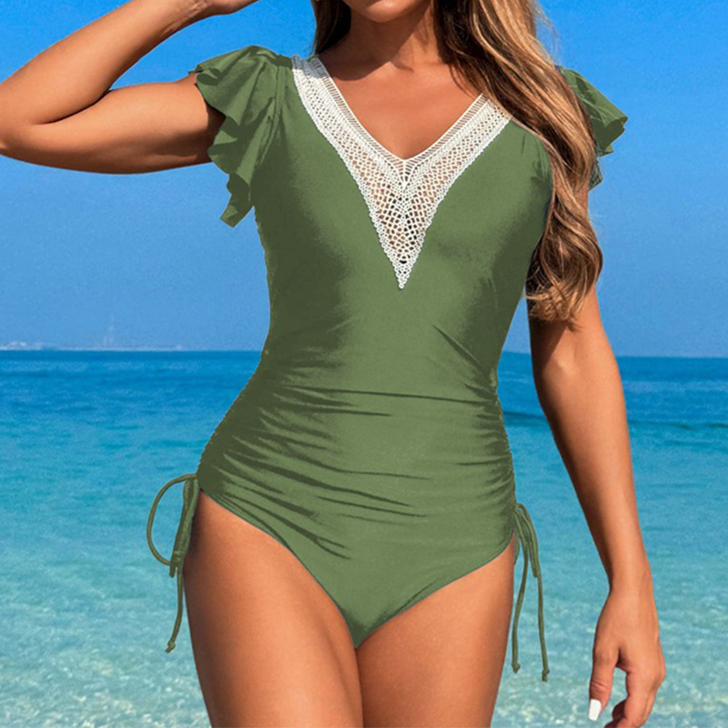 🔥👙Seksowny jednoczęściowy kostium kąpielowy z dekoltem w serek