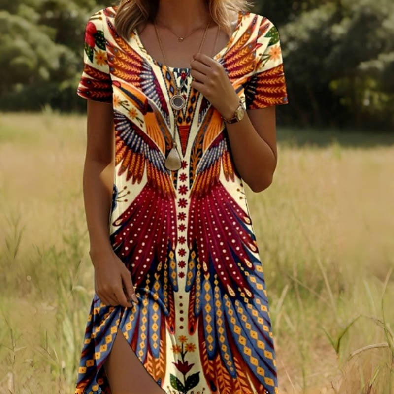 🔥👗Damskie sukienki z krótkim rękawem z nadrukiem w stylu vintage
